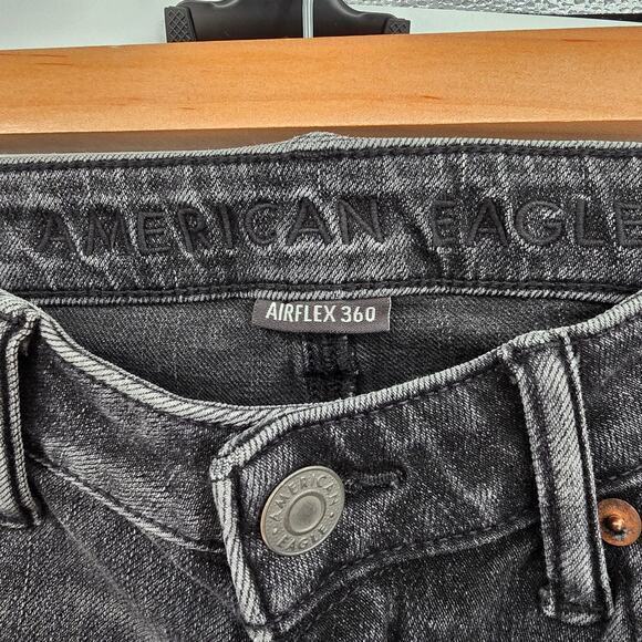 American Eagle Men's Stretch Airflex 360 Distressed Slim Jeans Dark Gray Black - Picture 5 of 14
